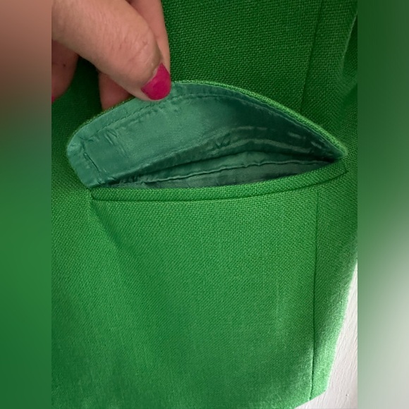 Oscar de la Renta Retro green linen blazer - Picture 4 of 7